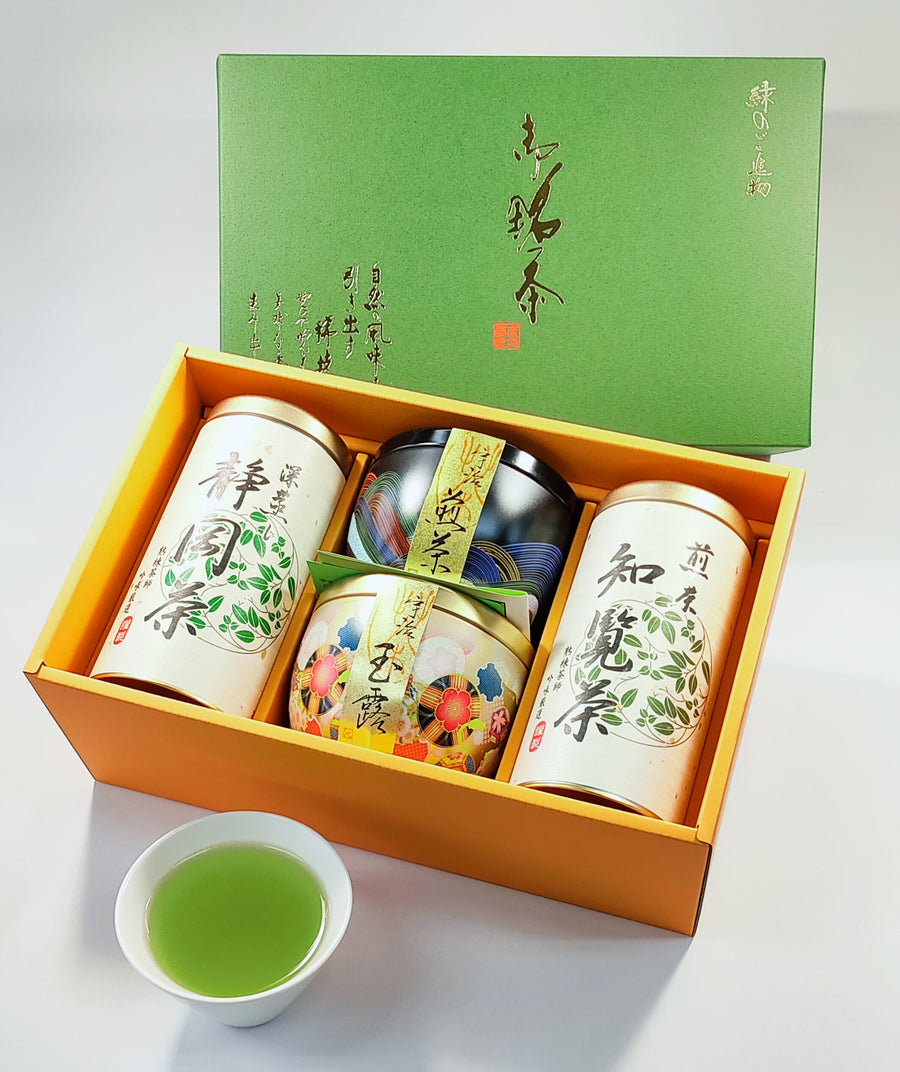 ギフト 茶師が熟練吟味厳選した 宇治玉露・宇治煎茶・深蒸し静岡茶・知覧煎茶 の詰合せ
